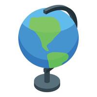 School globe showing north and south america continents rotating on stand vector