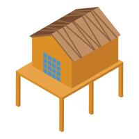 Stilt house standing tall, isometric view of tropical architecture vector