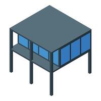 Modern architecture building with large glass windows and balcony overlooking cityscape vector
