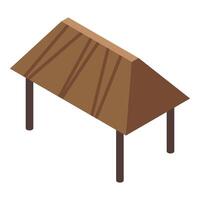 Wooden canopy protecting from sun rays isometric icon vector
