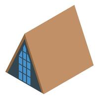 Modern eco house with triangular roof and large window showing sustainable architecture vector