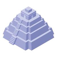 Mayan pyramid reaching for the sky, an isometric icon of ancient civilization vector
