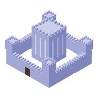 Medieval fortress standing strong, pixel art depicting historical stronghold vector