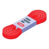 Red elastic band wrapped around cardboard packaging displaying size information vector