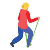 Nordic walking training with elastic band for fitness improvement vector
