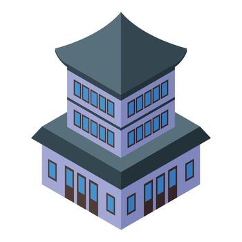 Traditional asian building with isometric projection showing multiple levels vector