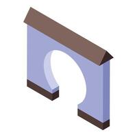 Isometric archway creating a circular passage in a wall vector