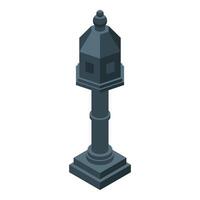 Vintage street lamp standing on a column with isometric view vector