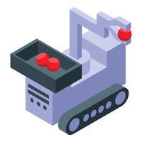 Smart robot arm picking red balls in production line vector