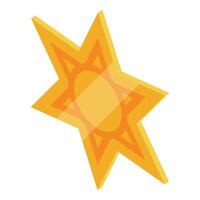 Golden five pointed star shining brightly, isometric projection vector