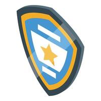 Police shield representing security and protection in isometric view vector