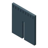 Dark gray medieval wall protecting city with open gate isometric view vector