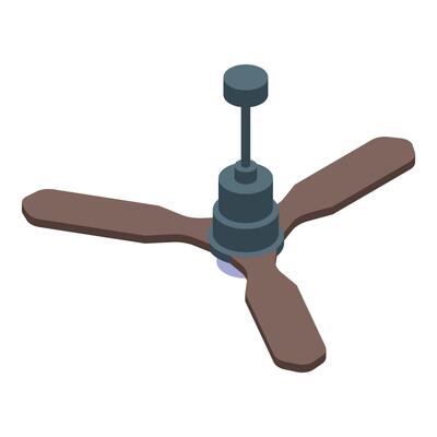 A ceiling fan with a blue light on top