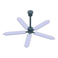 Modern ceiling fan rotating, providing cooling airflow in isometric view vector