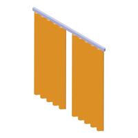 Orange vertical blinds hanging from a rail in isometric view vector