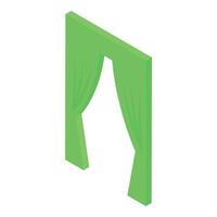 Green stage curtains opening for a show in isometric view vector