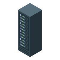 Modern server rack processing data in isometric view vector