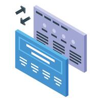 Platform transferring data to another platform, isometric illustration vector