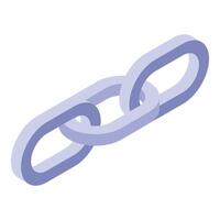 Two chain links connected together creating strong bond isometric icon vector