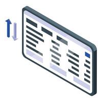 Data transferring up and down on an interactive screen vector