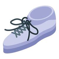 Light purple sneaker with black laces and criss cross pattern vector