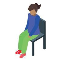 Girl sitting on chair, relaxing posture and comfortable seating vector