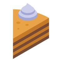 Delicious piece of layered cake with whipped cream topping vector