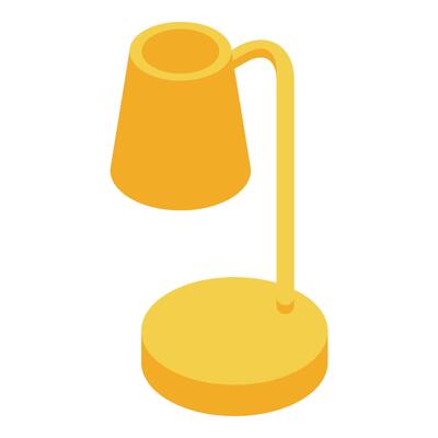Yellow desk lamp lighting up workspace with warm glow