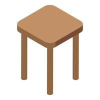 Wooden stool with square seat isometric projection depicting simplicity and functionality vector