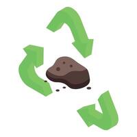 Ground recycling process with green arrows rotating isometrically vector