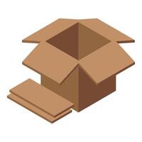 Open cardboard box with packaging materials ready for shipping vector