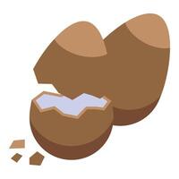 Broken eggshell revealing egg white with whole egg behind, protein rich food vector