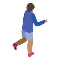 Boy running away isometric icon, kid escaping, child sprinting vector
