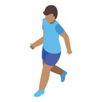 Young boy running, practicing healthy lifestyle in isometric projection vector