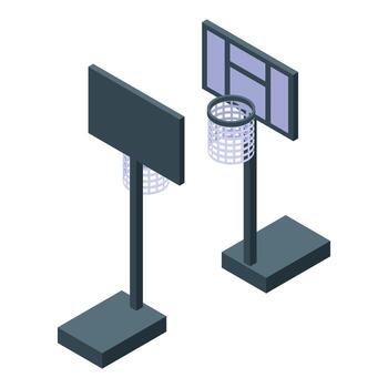 Two basketball hoops showing front and back in isometric view vector