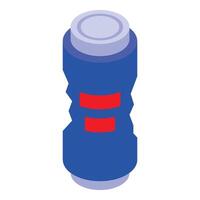 Blue battery showing half charge status isometric view vector