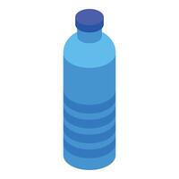 Blue plastic water bottle with cap isometric view vector