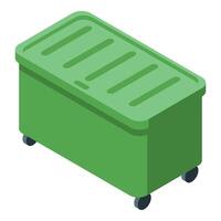 Large green wheeled waste container for separate collection and recycling vector