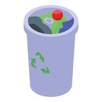 Full recycle bin with recycling symbol and trash inside, promoting waste sorting and environmentalism vector
