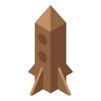 Cardboard rocket launching to space in isometric view vector