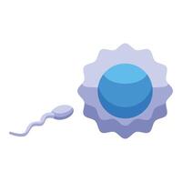 Spermatozoon swimming towards egg cell for fertilization process vector