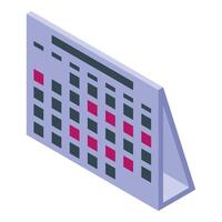 Desktop calendar showing month and days with marked dates in isometric view vector