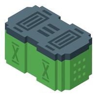 Green pixel art container with grey lid and x markings vector