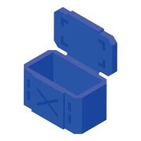 Open blue military storage box isometric view vector