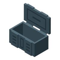 Opened empty metal chest isometric icon protecting valuables vector
