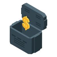 Open metal box floating dollar sign savings security concept vector