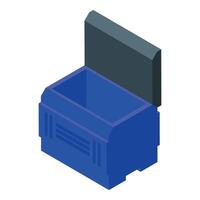 Open empty blue container isometric view vector