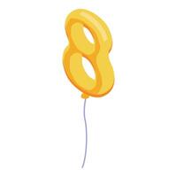 Golden balloon number eight floating with string vector