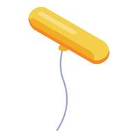 Golden inflatable oblong balloon floating with string attached vector