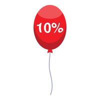 Red balloon showing 10 percent discount on white background vector